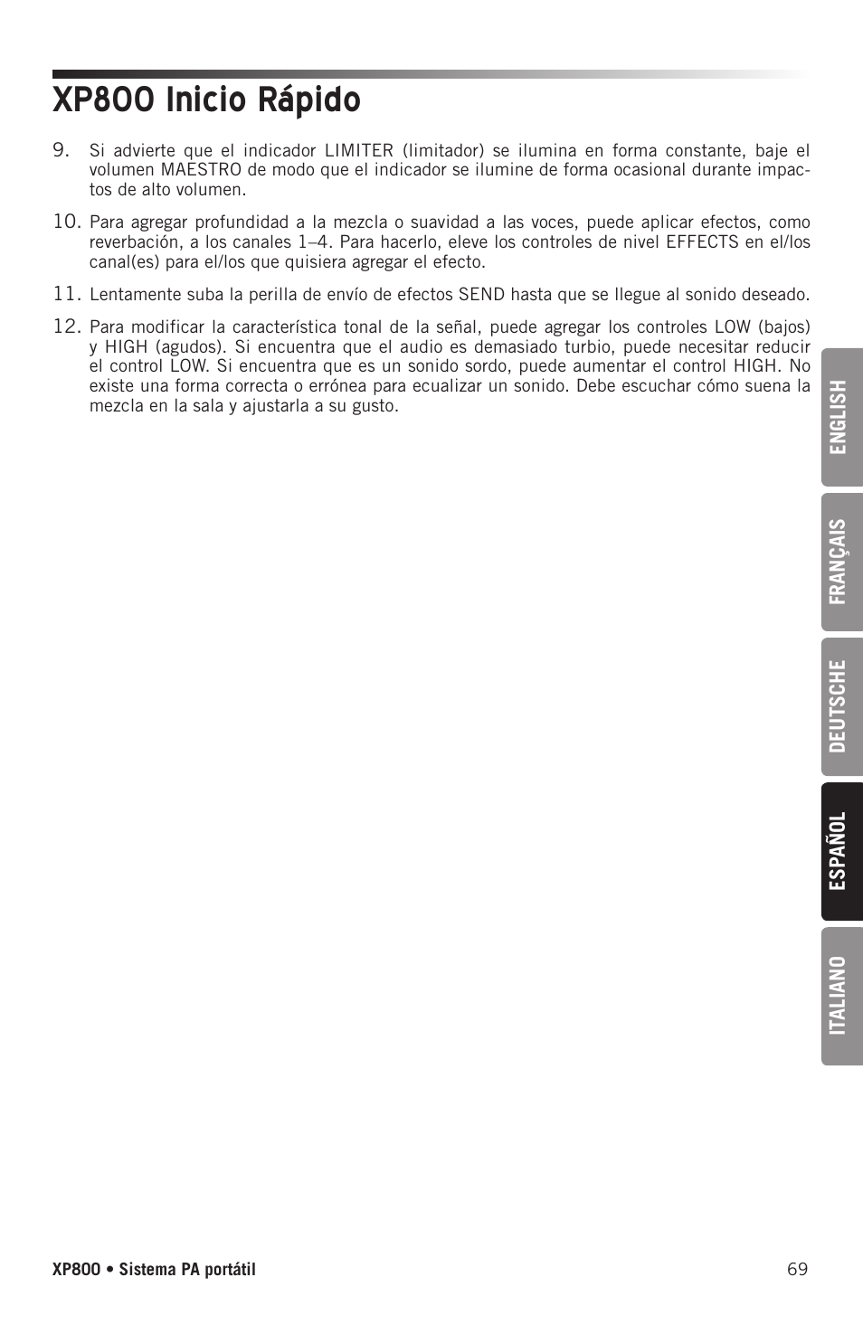 Xp800 inicio rápido | Samson Expedition XP800 800W Portable PA System User Manual | Page 69 / 92