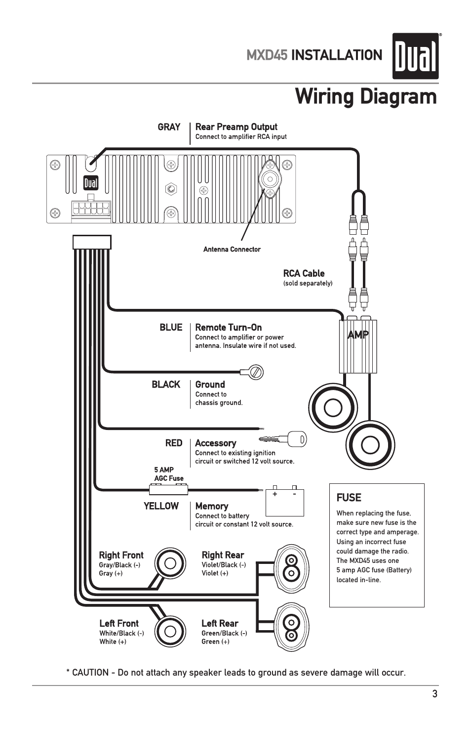 Wiring diagram | Dual MXD45 User Manual | Page 3 / 12