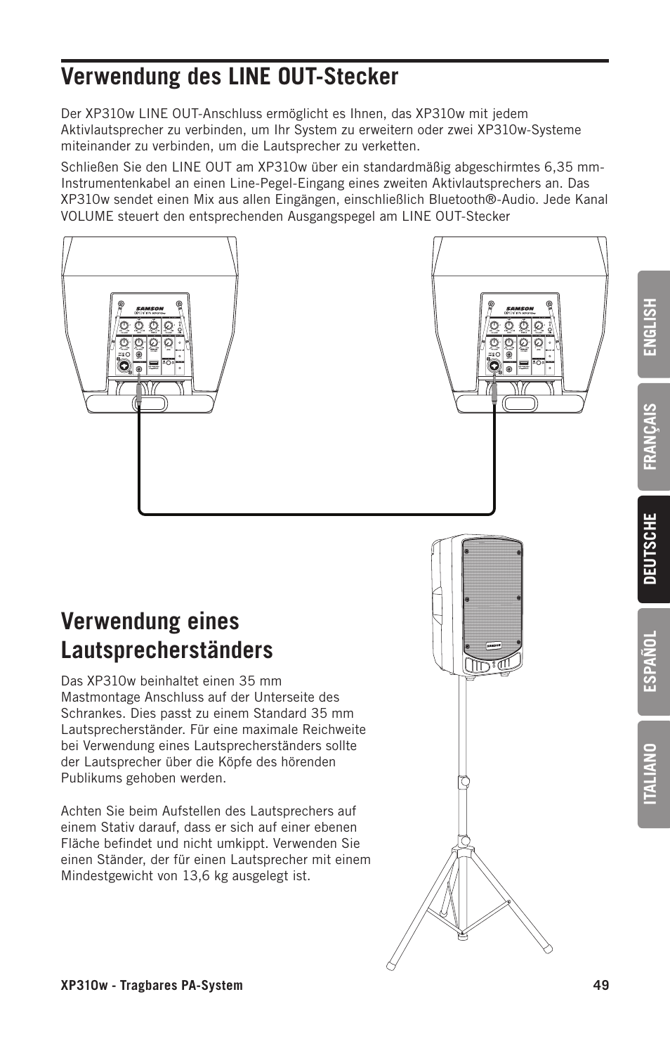 Samson Expedition XP310w-D: 542 to 566 MHz 10" 300W Portable PA System with Wireless Microphone (D) User Manual | Page 49 / 88