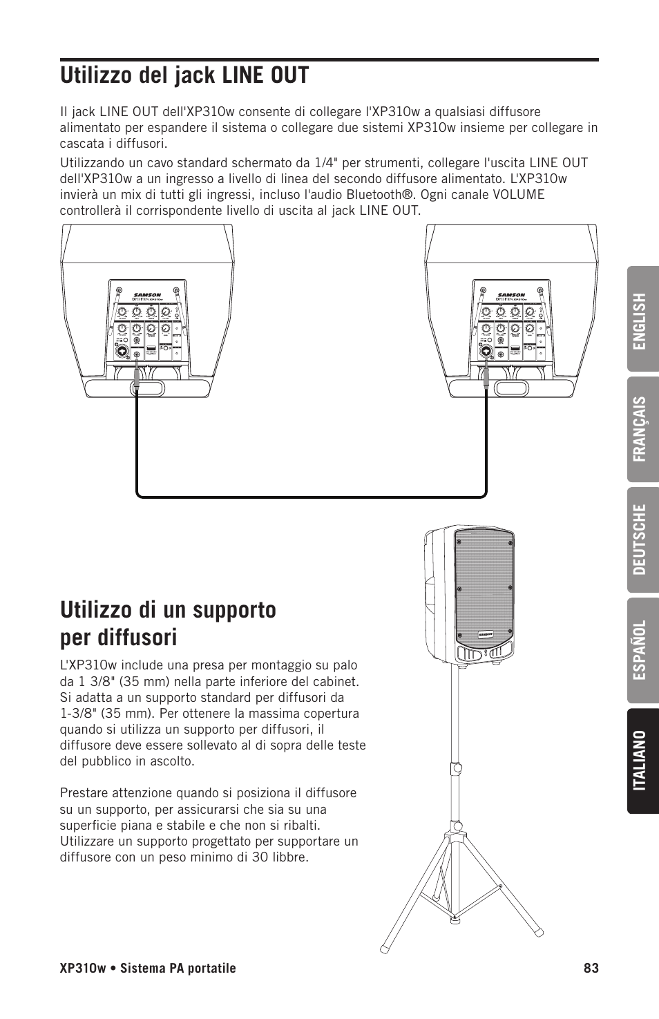 Samson Expedition XP310w-D: 542 to 566 MHz 10" 300W Portable PA System with Wireless Microphone (D) User Manual | Page 83 / 88