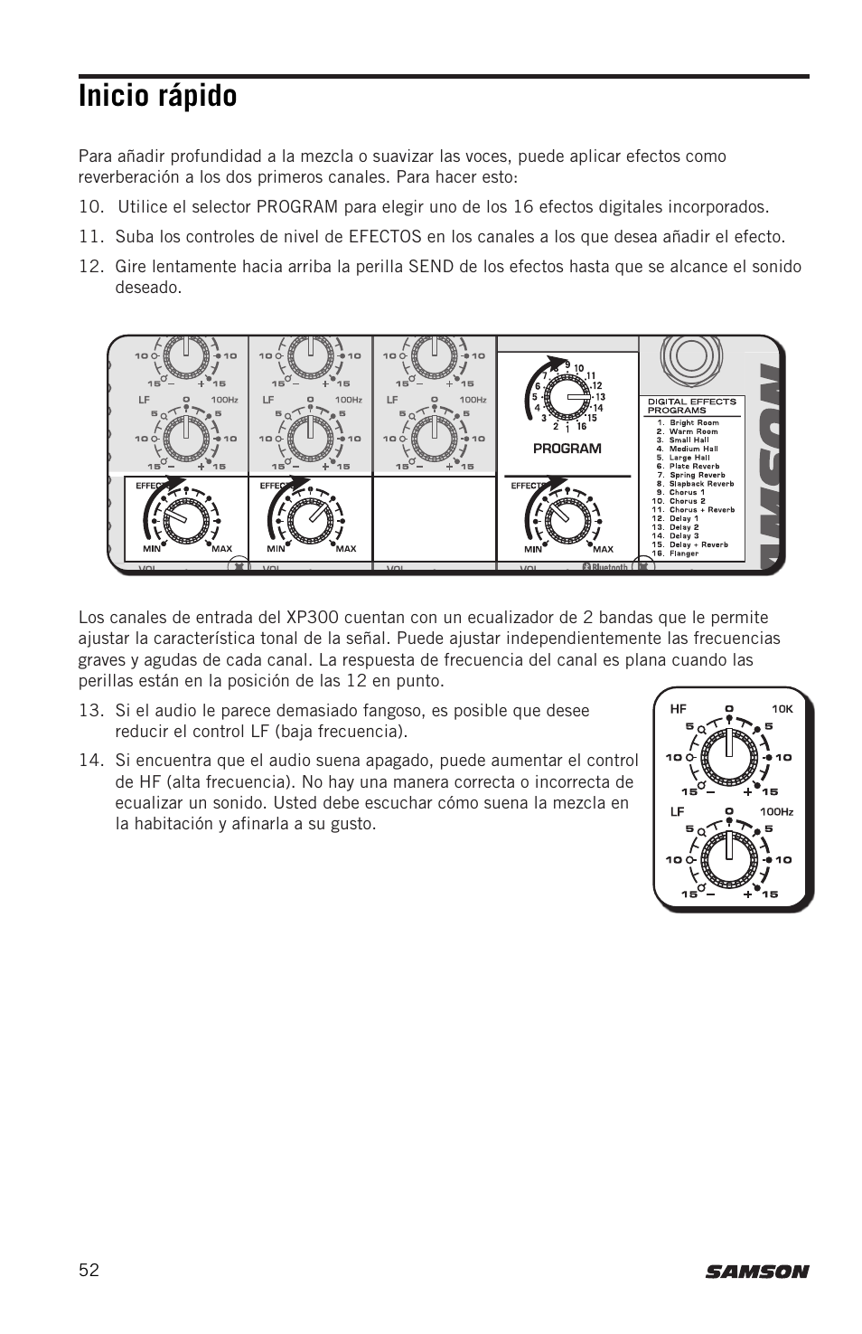 Inicio rápido | Samson Expedition XP300 6" 2-Way 300W All-in-One Portable Bluetooth-Enabled Stereo PA System User Manual | Page 52 / 72