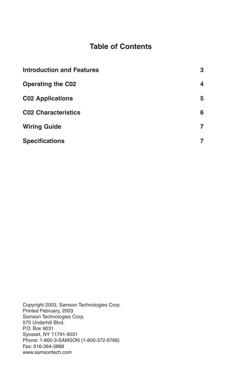 Samson C02 Pencil Condenser Microphones (Pair) User Manual | Page 2 / 8