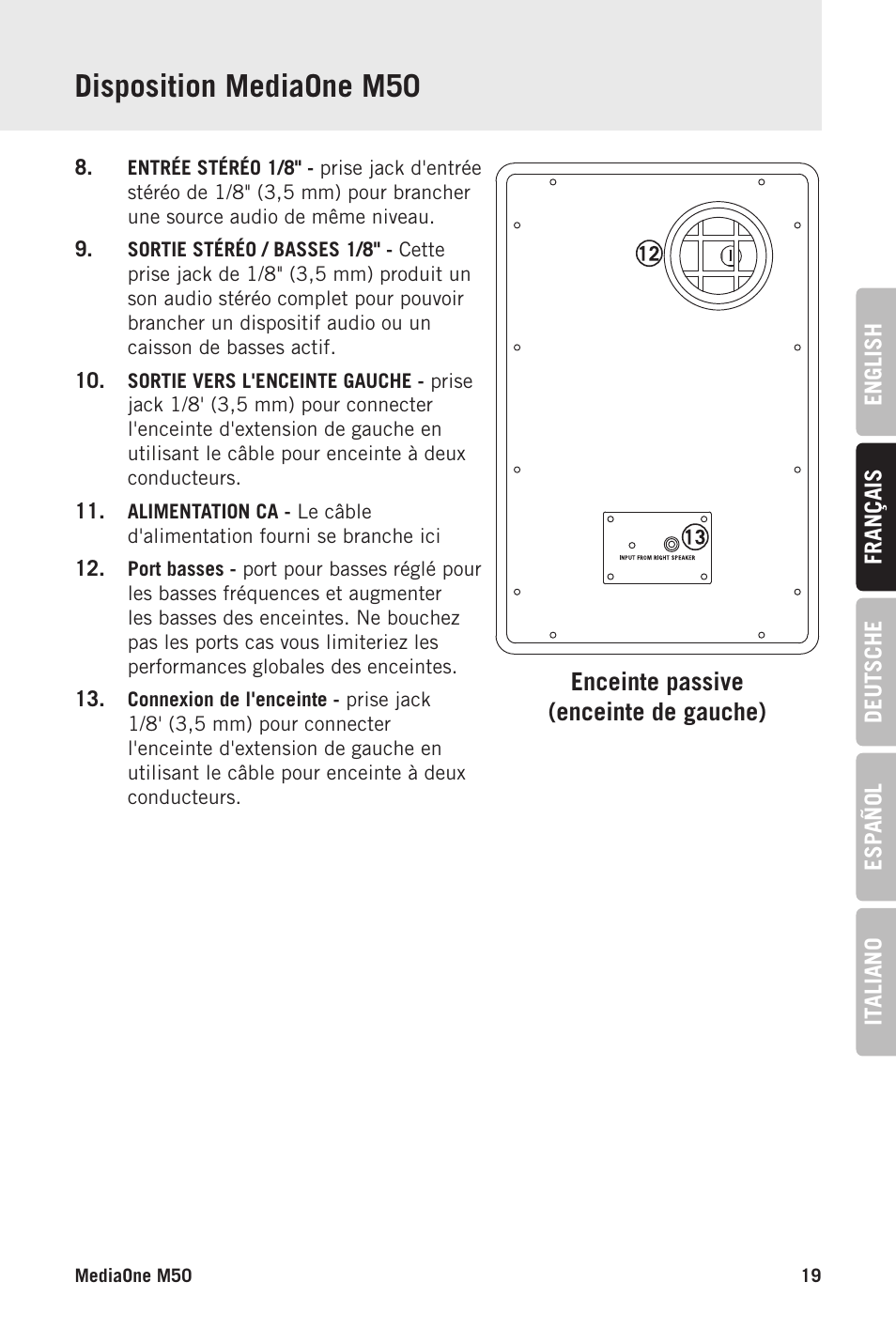 Disposition mediaone m50 | Samson MediaOne M50 Powered Studio Monitors (Pair) User Manual | Page 19 / 52