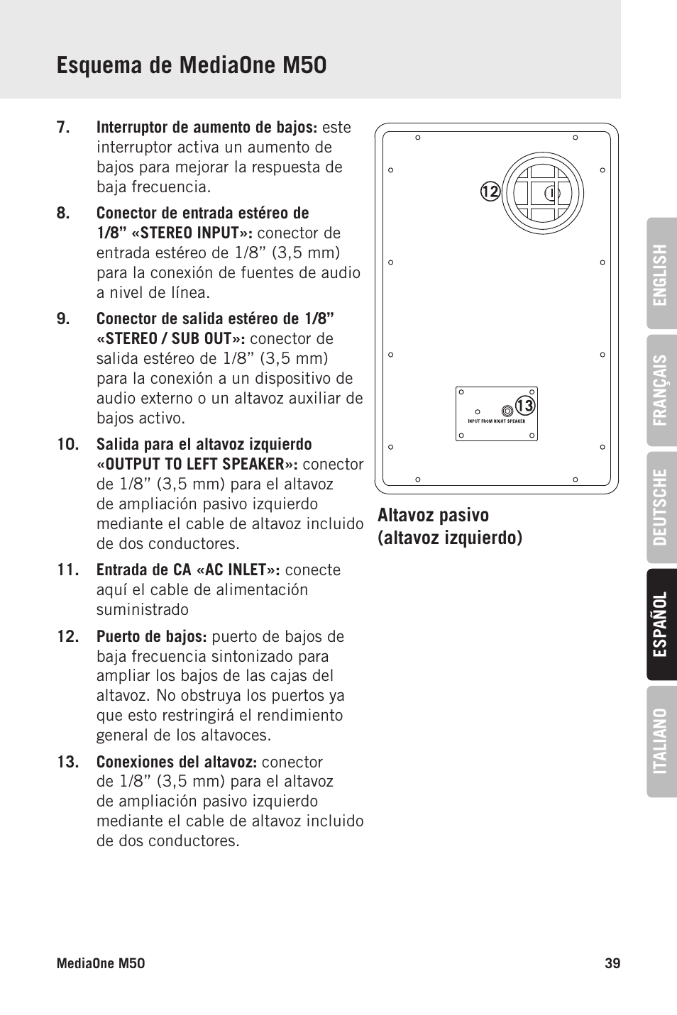 Esquema de mediaone m50 | Samson MediaOne M50 Powered Studio Monitors (Pair) User Manual | Page 39 / 52