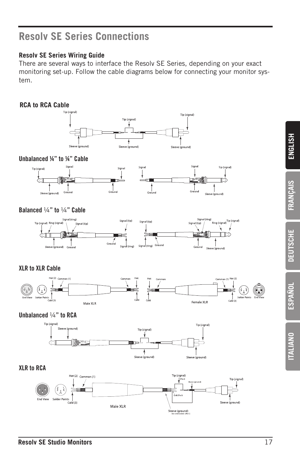 Resolv se series connections | Samson Resolv SE5 Two-Way Active 5" Studio Monitor (Each) User Manual | Page 17 / 76