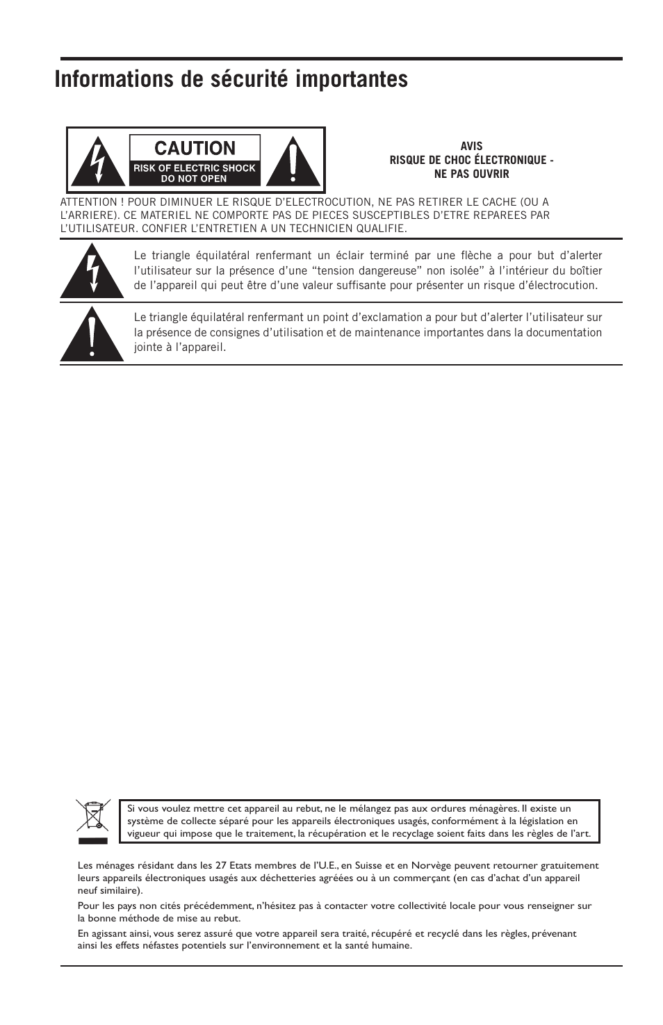 Informations de sécurité importantes | Samson Resolv SE5 Two-Way Active 5" Studio Monitor (Each) User Manual | Page 18 / 76