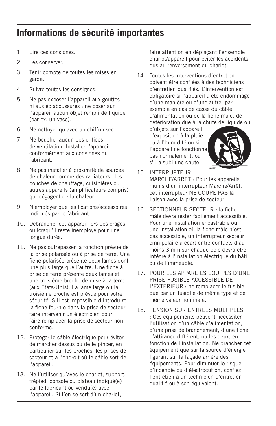 Informations de sécurité importantes | Samson Resolv SE5 Two-Way Active 5" Studio Monitor (Each) User Manual | Page 19 / 76