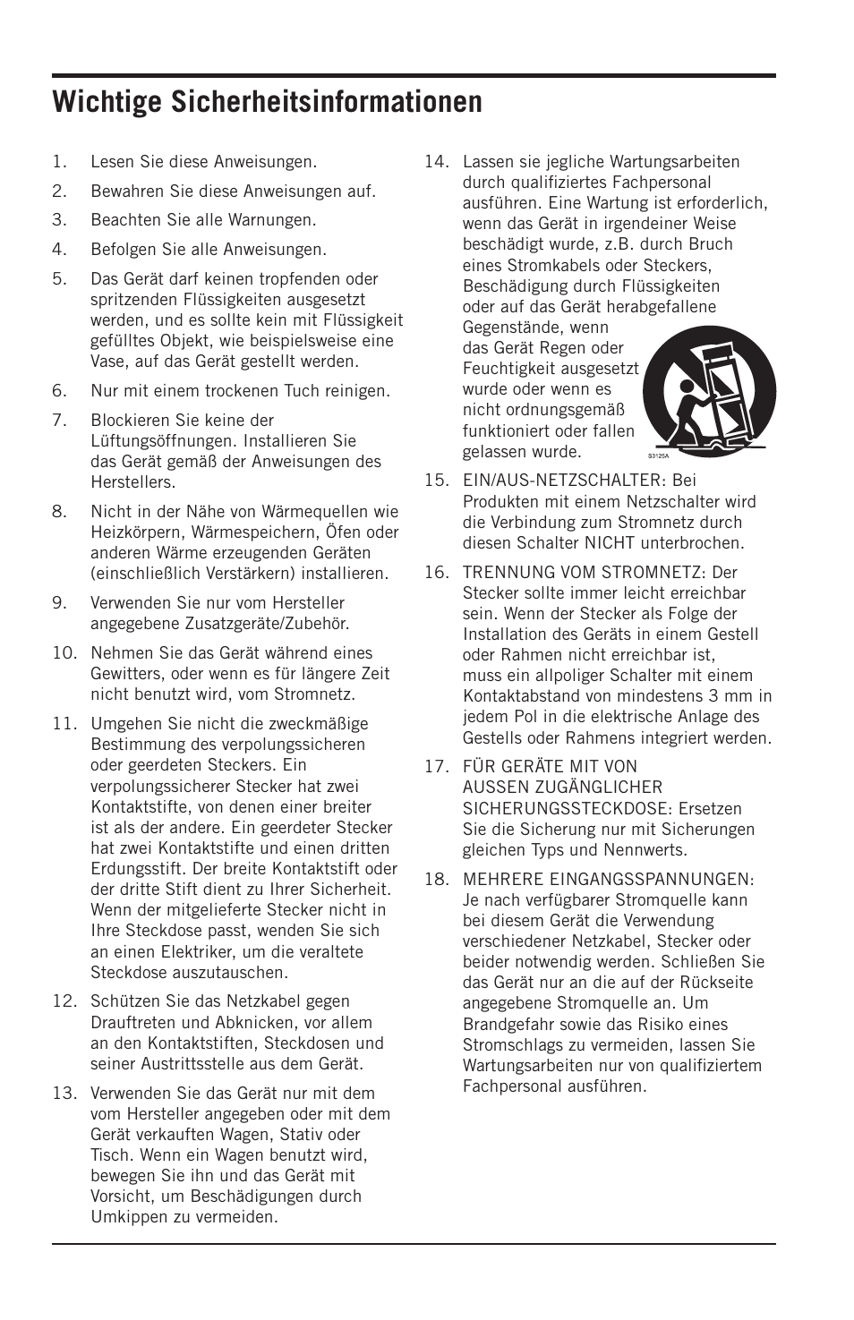 Wichtige sicherheitsinformationen | Samson Resolv SE5 Two-Way Active 5" Studio Monitor (Each) User Manual | Page 33 / 76