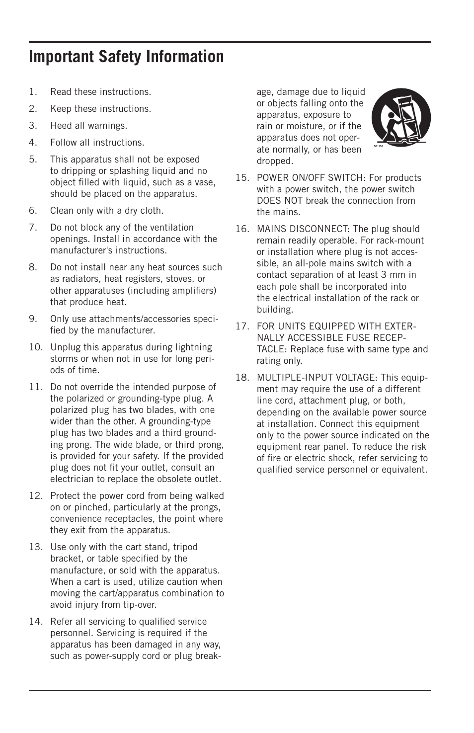 Important safety information | Samson Resolv SE5 Two-Way Active 5" Studio Monitor (Each) User Manual | Page 5 / 76