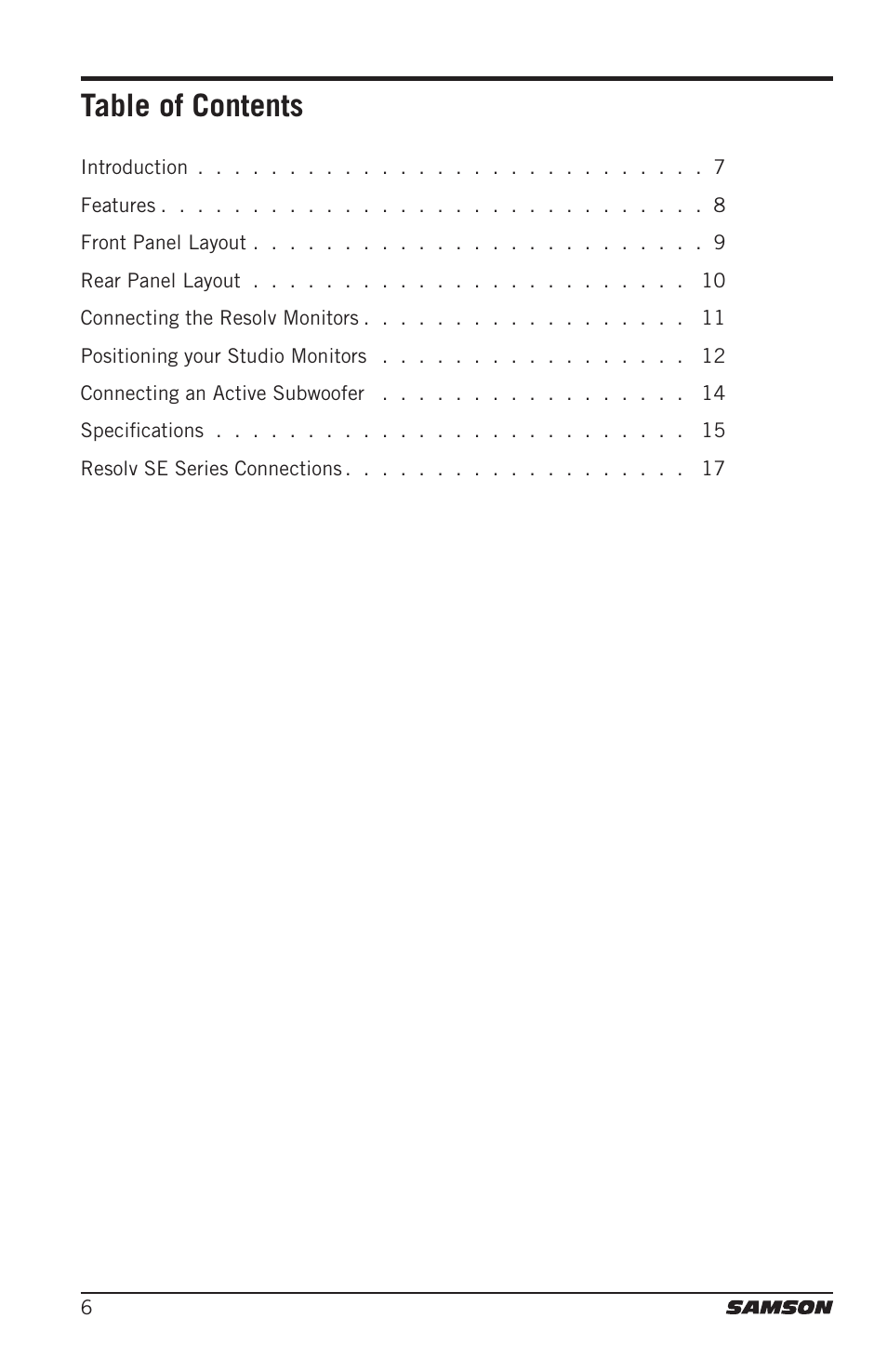 Samson Resolv SE5 Two-Way Active 5" Studio Monitor (Each) User Manual | Page 6 / 76