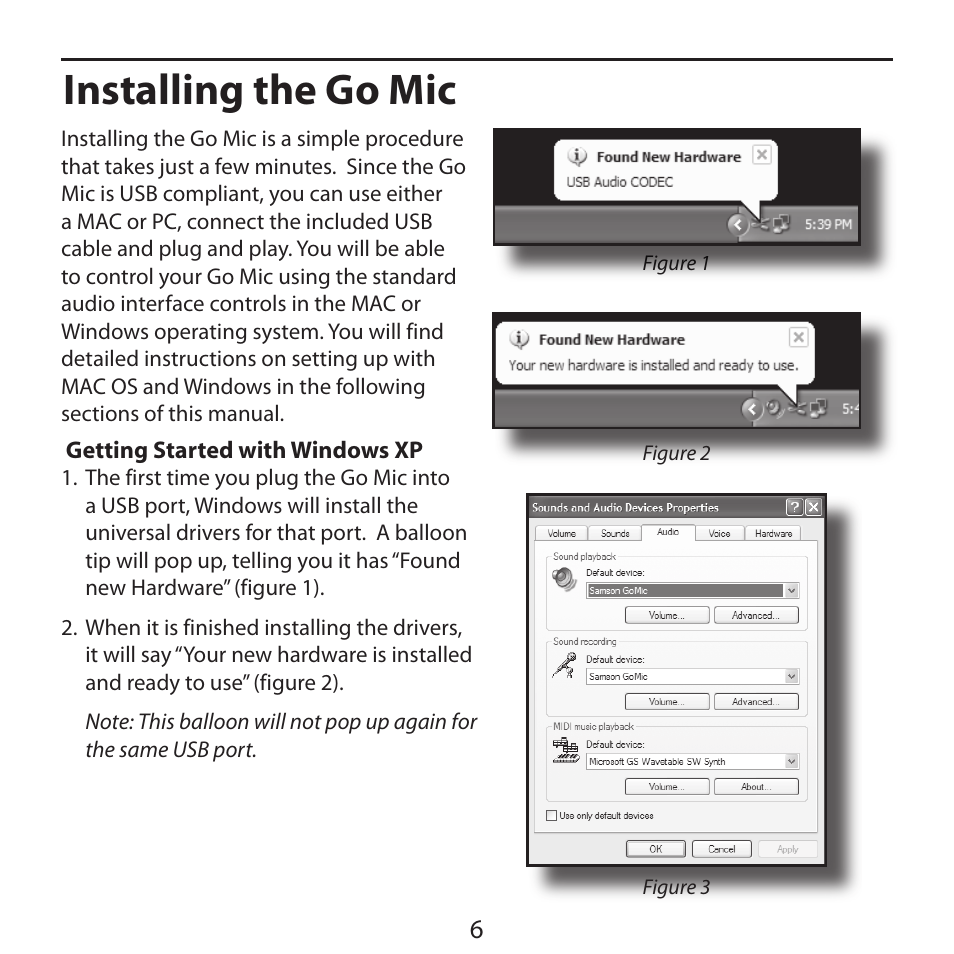 Installing the go mic | Samson Go Mic USB Microphone for Mac and Windows Computers (Silver) User Manual | Page 8 / 24
