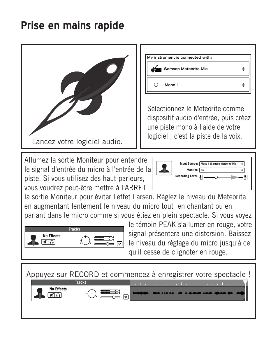 Prise en mains rapide | Samson Meteorite USB Condenser Microphone User Manual | Page 12 / 36