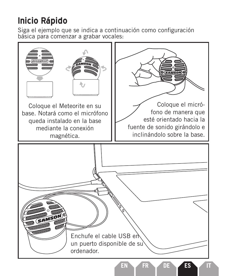 Inicio rápido | Samson Meteorite USB Condenser Microphone User Manual | Page 23 / 36