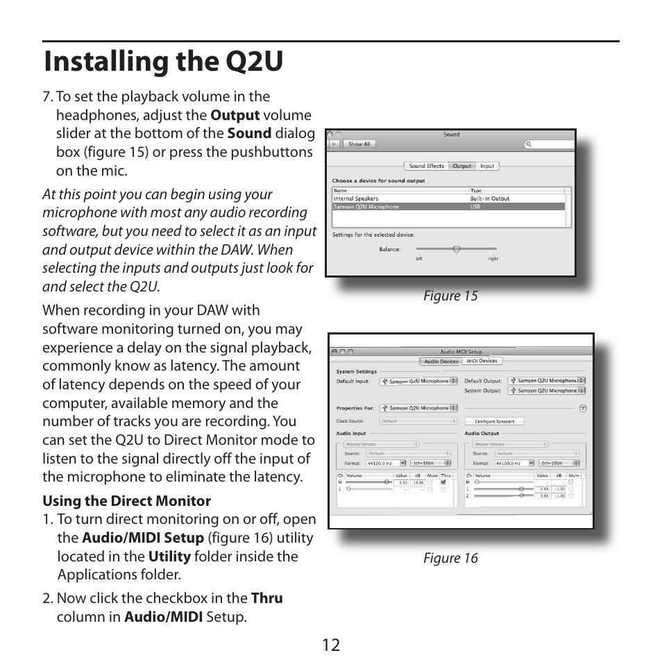 Installing the q2u | Samson Q2U Recording & Podcasting Pack (Gray) User Manual | Page 14 / 24