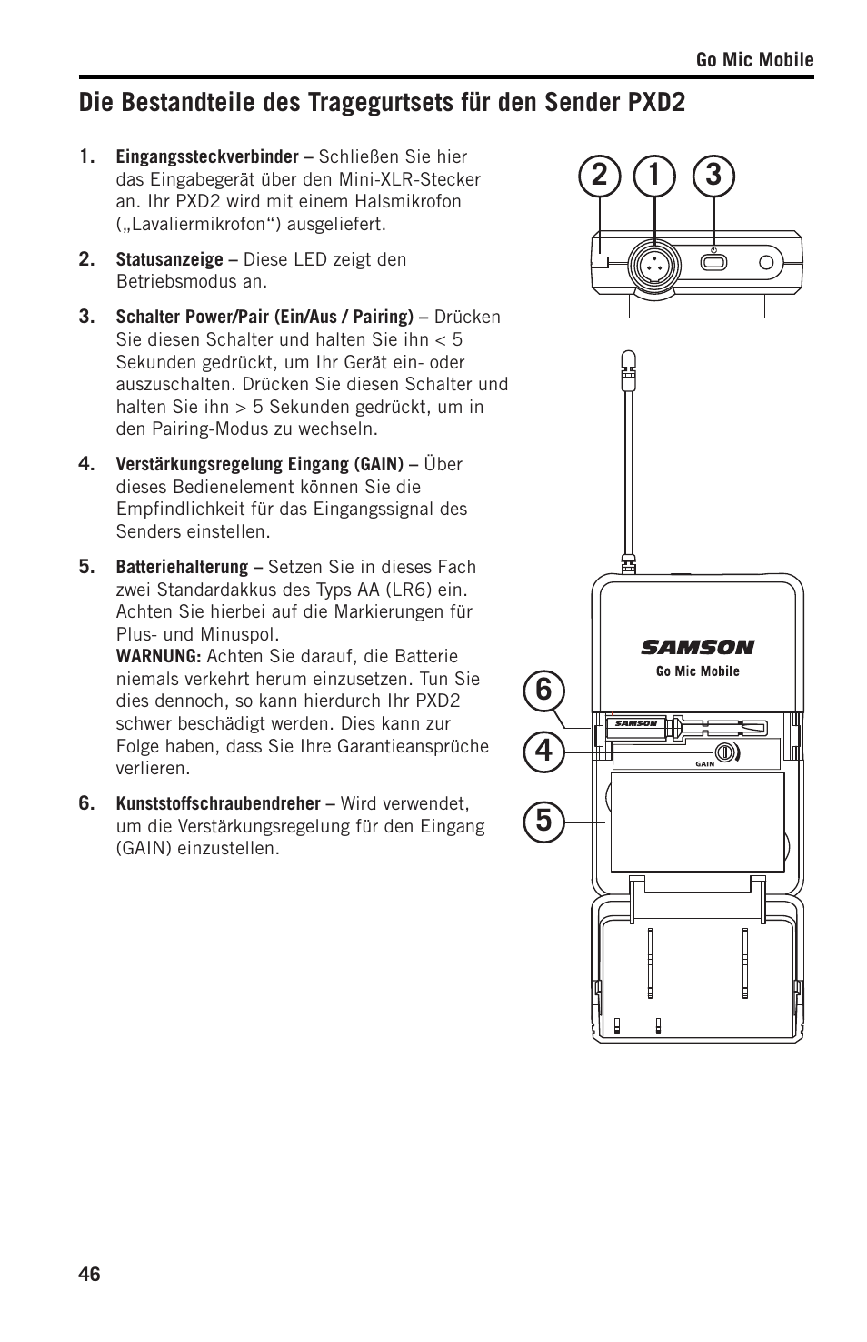 Samson SWGMMR Go Mic Dual-Channel Receiver User Manual | Page 46 / 92