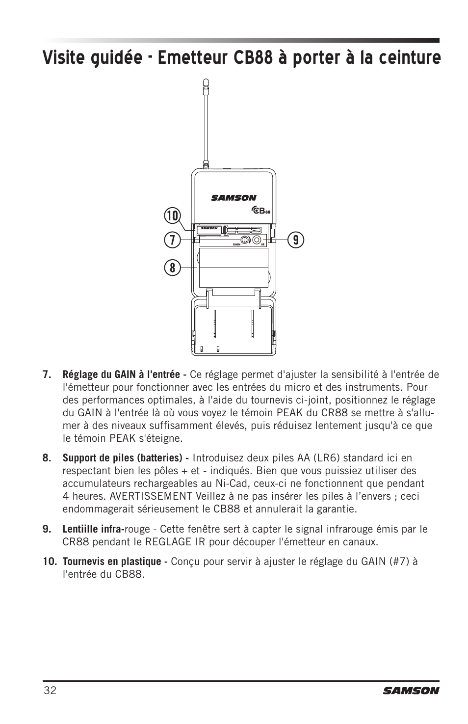 Samson Concert 88 Camera Combo UHF Camera Wireless System (D: 542 to 566 MHz) User Manual | Page 32 / 108