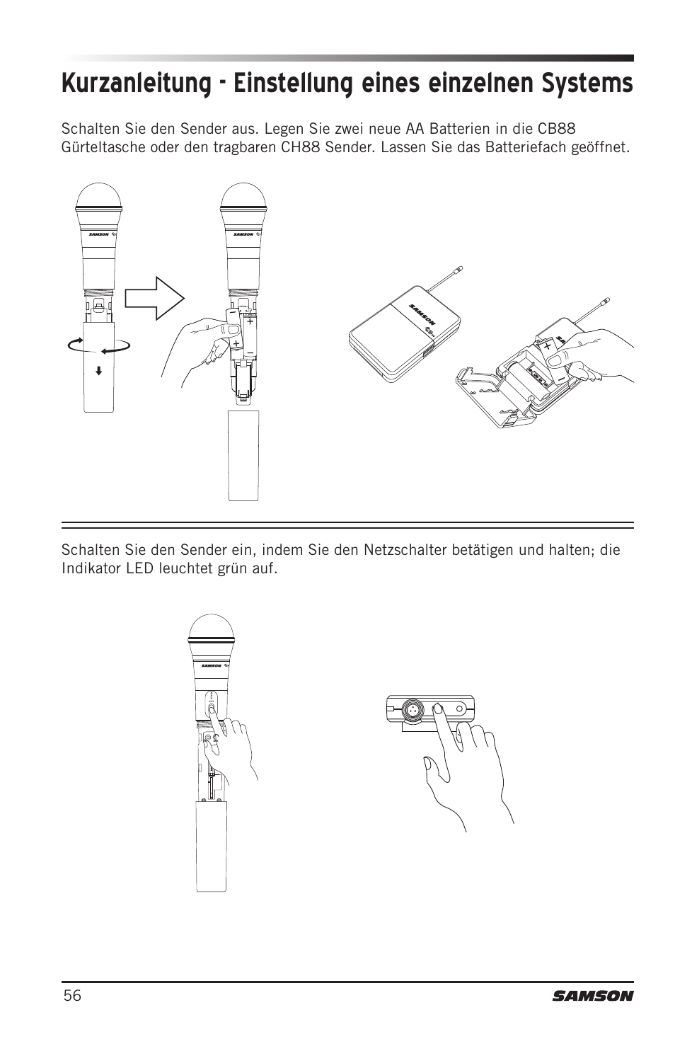 Samson Concert 88 Camera Combo UHF Camera Wireless System (D: 542 to 566 MHz) User Manual | Page 56 / 108