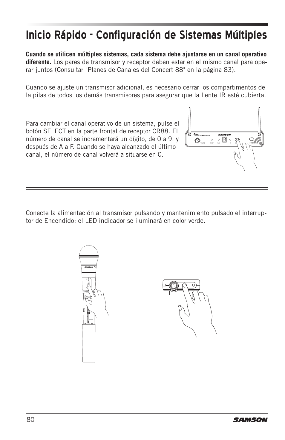 Samson Concert 88 Camera Combo UHF Camera Wireless System (D: 542 to 566 MHz) User Manual | Page 80 / 108