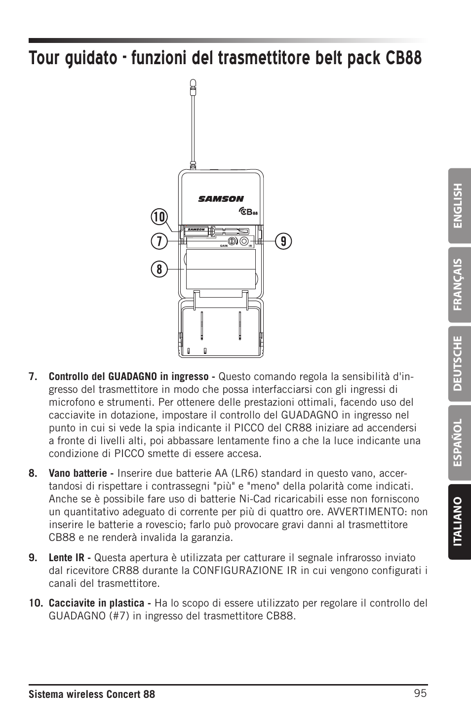 Samson Concert 88 Camera Combo UHF Camera Wireless System (D: 542 to 566 MHz) User Manual | Page 95 / 108