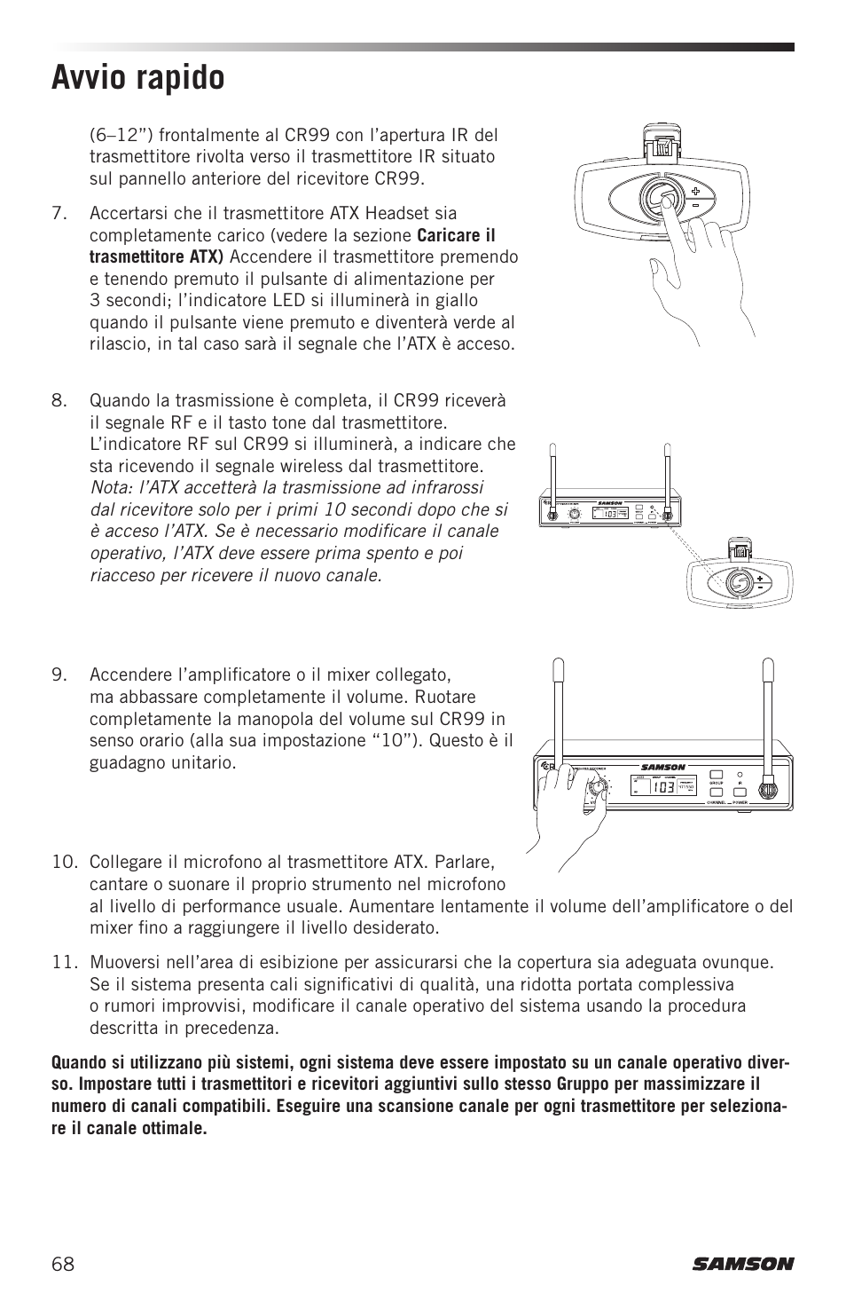 Avvio rapido | Samson Airline ALX Wireless UHF Lavalier System (K: 470 to 494 MHz) User Manual | Page 68 / 80