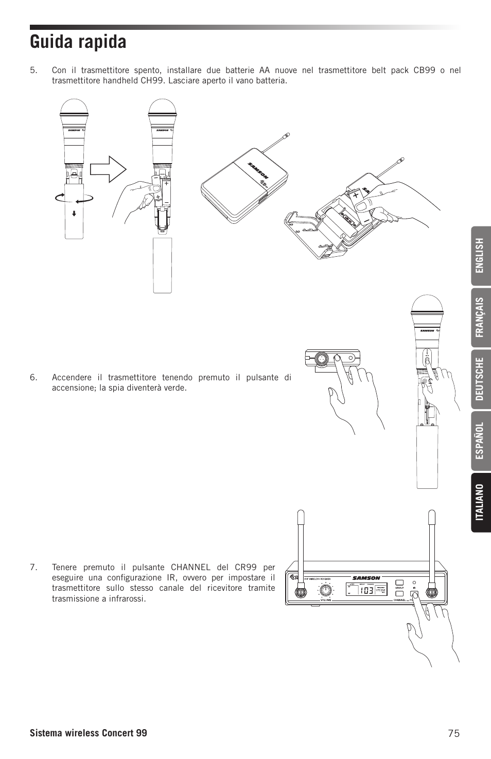 Guida rapida | Samson Concert 99 Presentation Frequency-Agile UHF Wireless System (K: 470-494 MHz) User Manual | Page 75 / 84