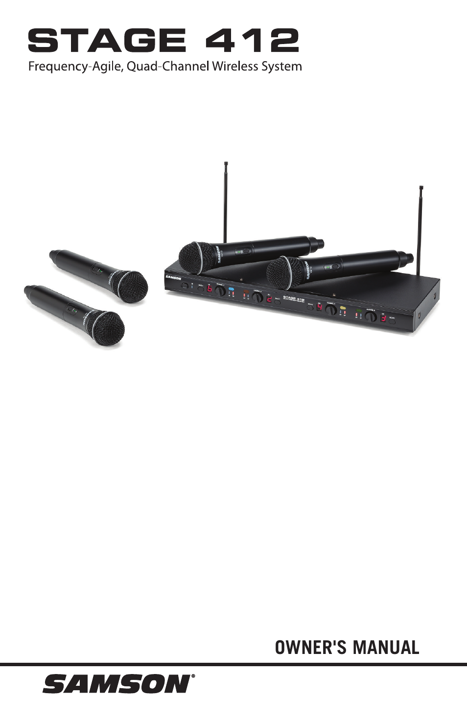 Samson Stage 412 Frequency-Agile Quad-Channel Handheld VHF Wireless System (173 to 198 MHz) User Manual | 16 pages