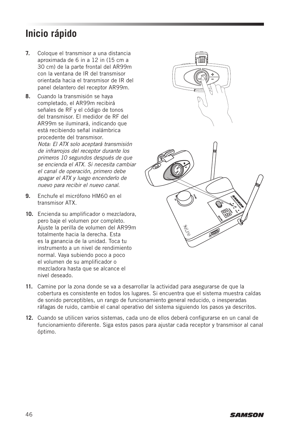 Inicio rápido | Samson AirLine AWXm Micro UHF Wind Instrument Wireless System (D: 542 to 566 MHz) User Manual | Page 46 / 68