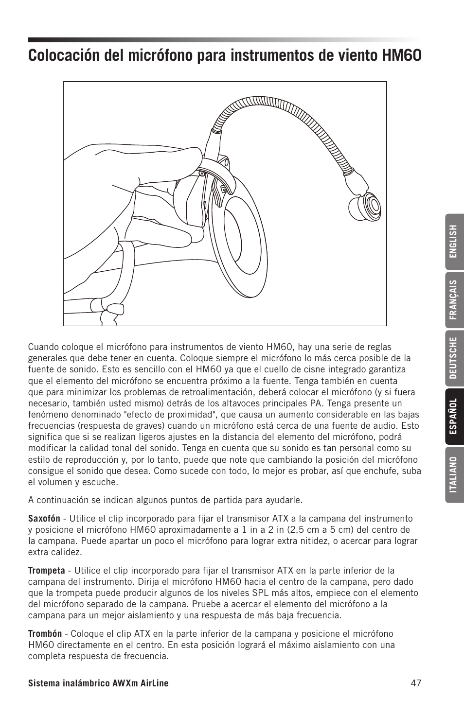 Samson AirLine AWXm Micro UHF Wind Instrument Wireless System (D: 542 to 566 MHz) User Manual | Page 47 / 68