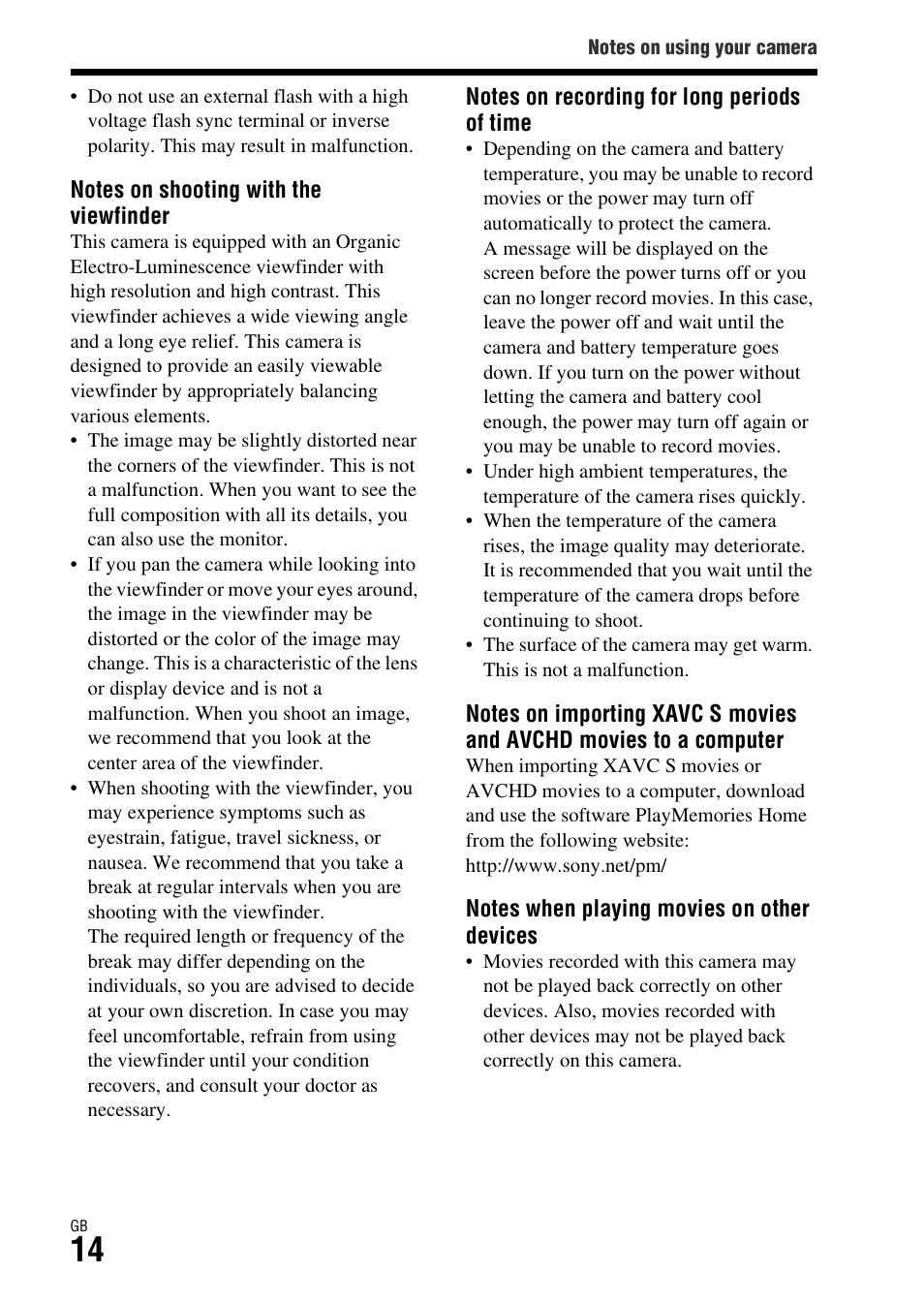 Sony Battery and Travel DC Charger Kit with NP-BX1 Battery User Manual | Page 14 / 92