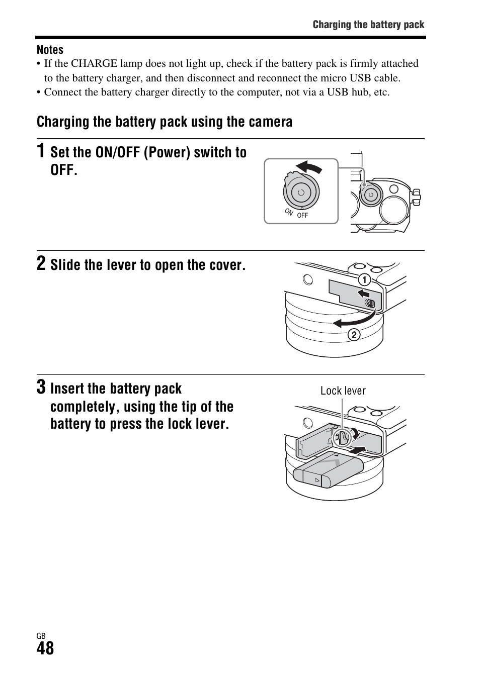 Sony Battery and Travel DC Charger Kit with NP-BX1 Battery User Manual | Page 48 / 92