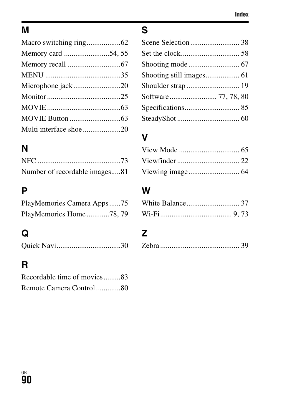 Sony Battery and Travel DC Charger Kit with NP-BX1 Battery User Manual | Page 90 / 92