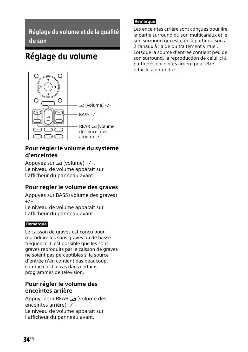 Réglage du volume et de la qualité du son, Réglage du volume | Sony UniSlot Interface Adapter (25-Pin Connector) User Manual | Page 106 / 220