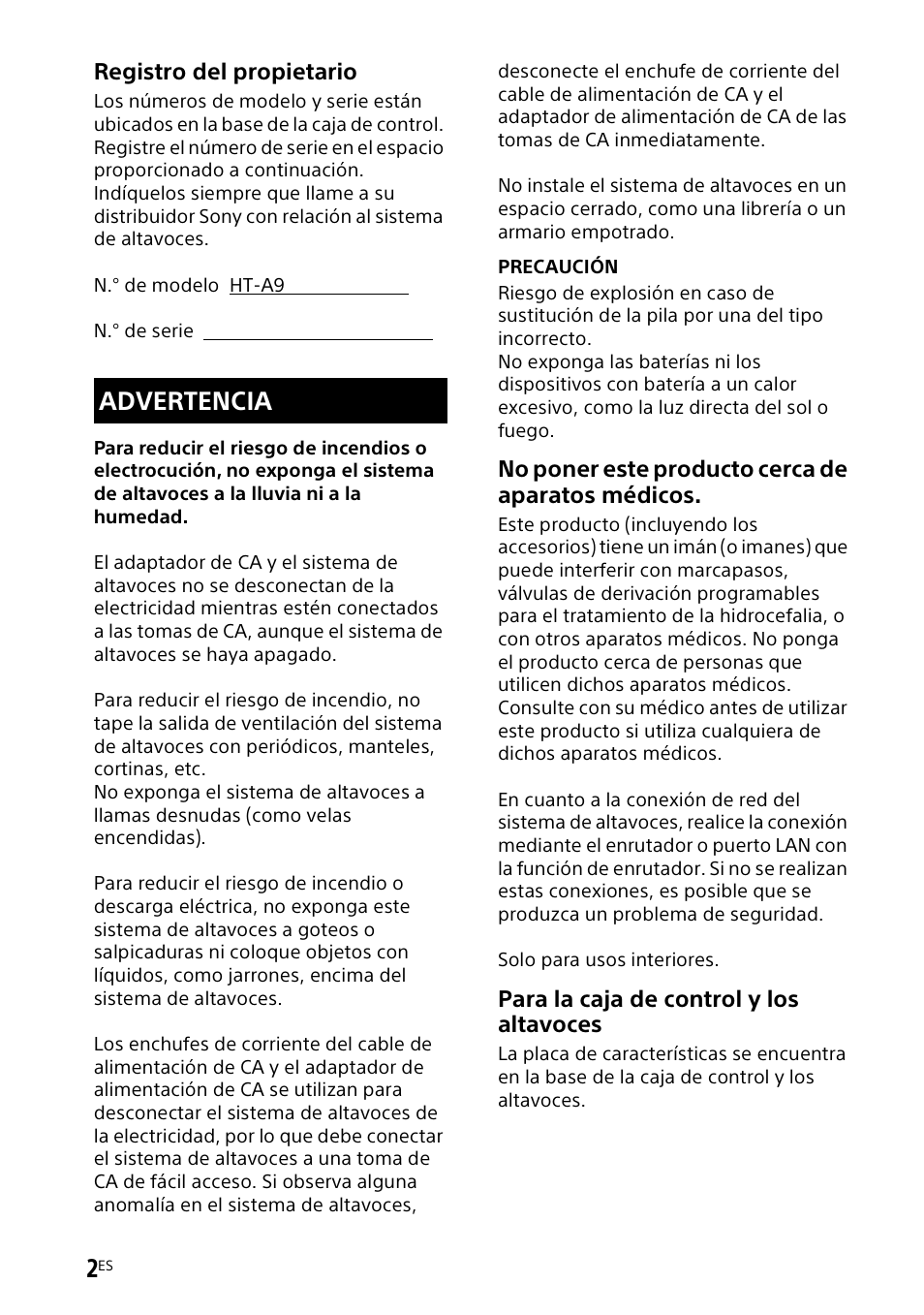 Advertencia | Sony UniSlot Interface Adapter (25-Pin Connector) User Manual | Page 148 / 220