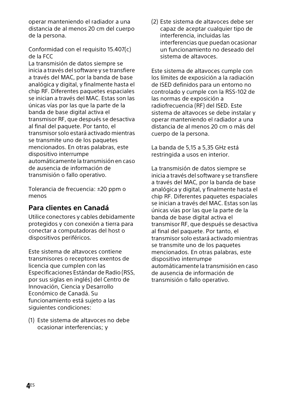 Para clientes en canadá | Sony UniSlot Interface Adapter (25-Pin Connector) User Manual | Page 150 / 220