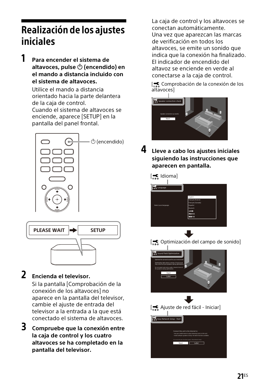 Realización de los ajustes iniciales, Realización de los ajustes, Iniciales | Sony UniSlot Interface Adapter (25-Pin Connector) User Manual | Page 167 / 220