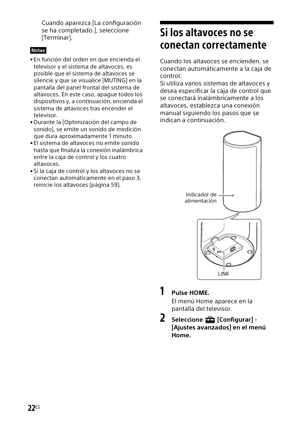 Si los altavoces no se conectan correctamente, Si los altavoces no se conectan, Correctamente | Sony UniSlot Interface Adapter (25-Pin Connector) User Manual | Page 168 / 220