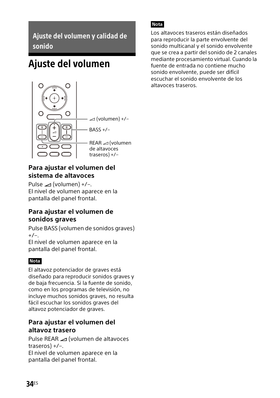 Ajuste del volumen y calidad de sonido, Ajuste del volumen | Sony UniSlot Interface Adapter (25-Pin Connector) User Manual | Page 180 / 220