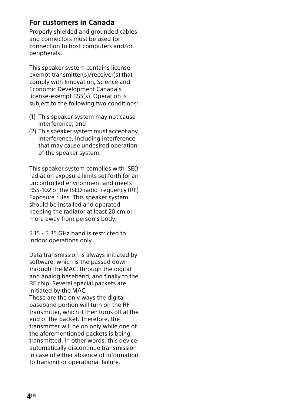 For customers in canada | Sony UniSlot Interface Adapter (25-Pin Connector) User Manual | Page 4 / 220