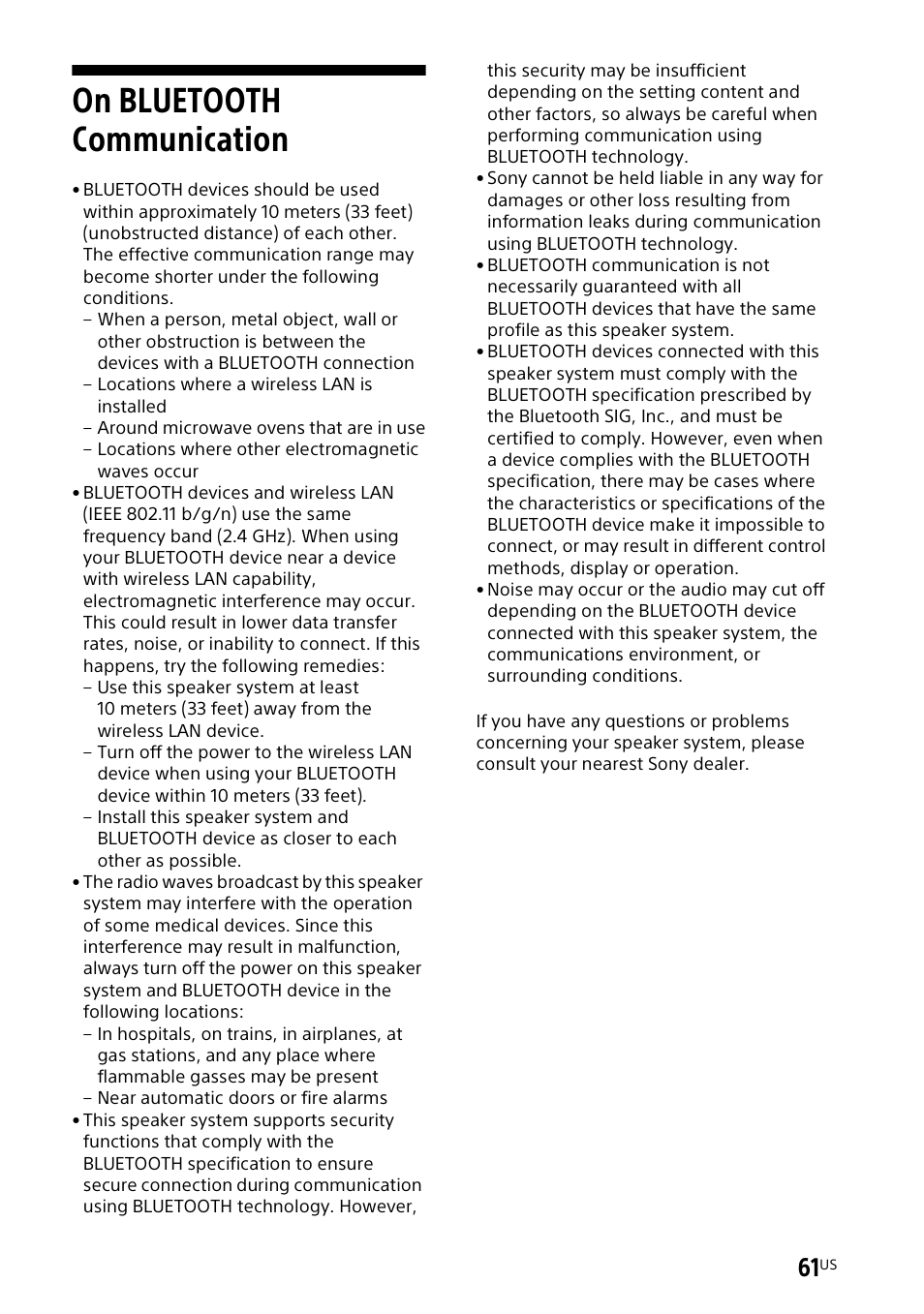 On bluetooth communication, On bluetooth, Communication | Sony UniSlot Interface Adapter (25-Pin Connector) User Manual | Page 63 / 220