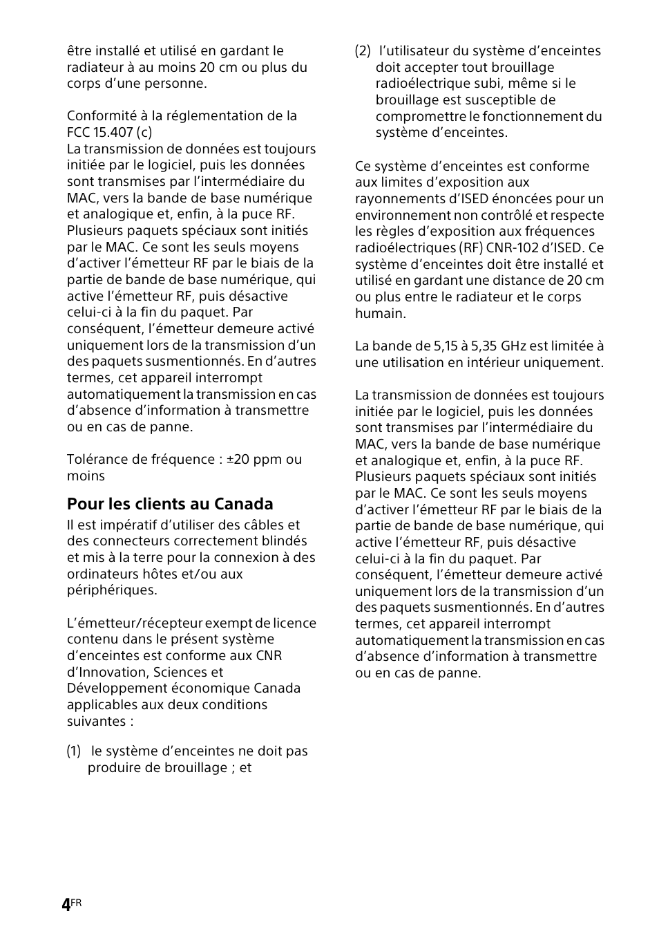 Pour les clients au canada | Sony UniSlot Interface Adapter (25-Pin Connector) User Manual | Page 76 / 220