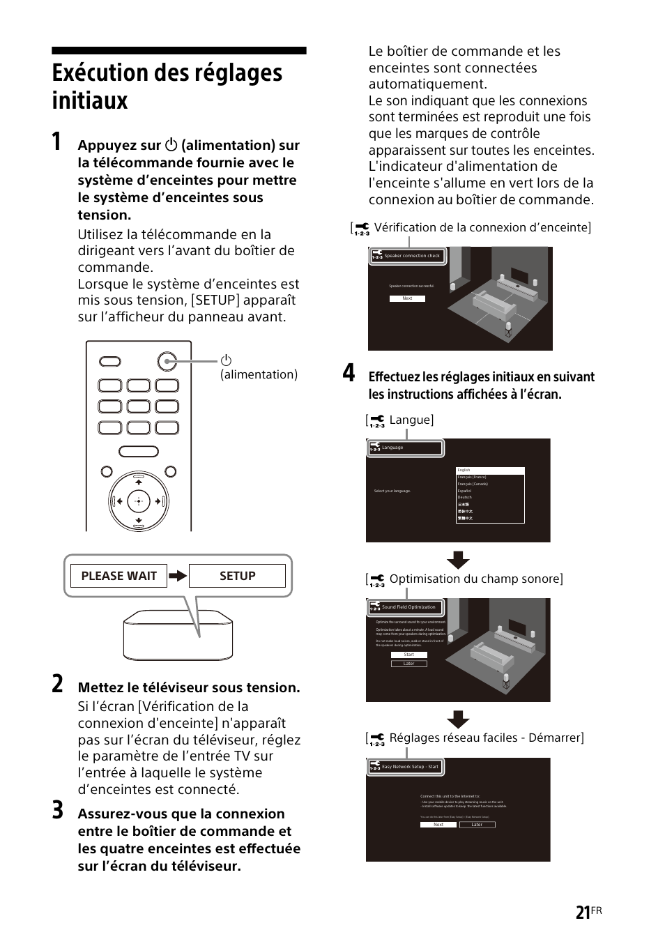 Exécution des réglages initiaux | Sony UniSlot Interface Adapter (25-Pin Connector) User Manual | Page 93 / 220