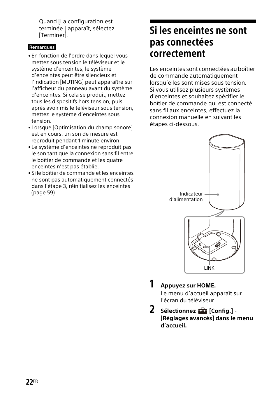 Si les enceintes ne sont pas, Connectées correctement | Sony UniSlot Interface Adapter (25-Pin Connector) User Manual | Page 94 / 220