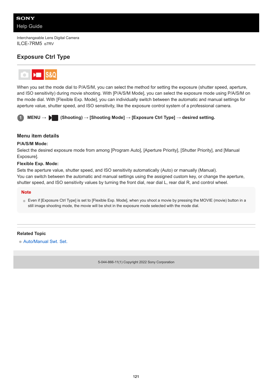 Exposure ctrl type | Sony PCM-A10 High-Resolution Audio Recorder User Manual | Page 121 / 535