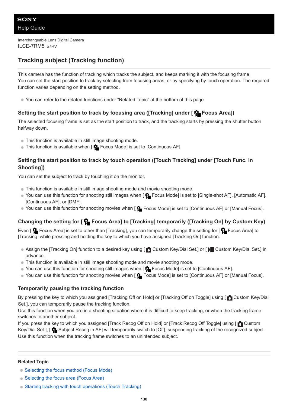 Tracking subject (tracking function) | Sony PCM-A10 High-Resolution Audio Recorder User Manual | Page 130 / 535
