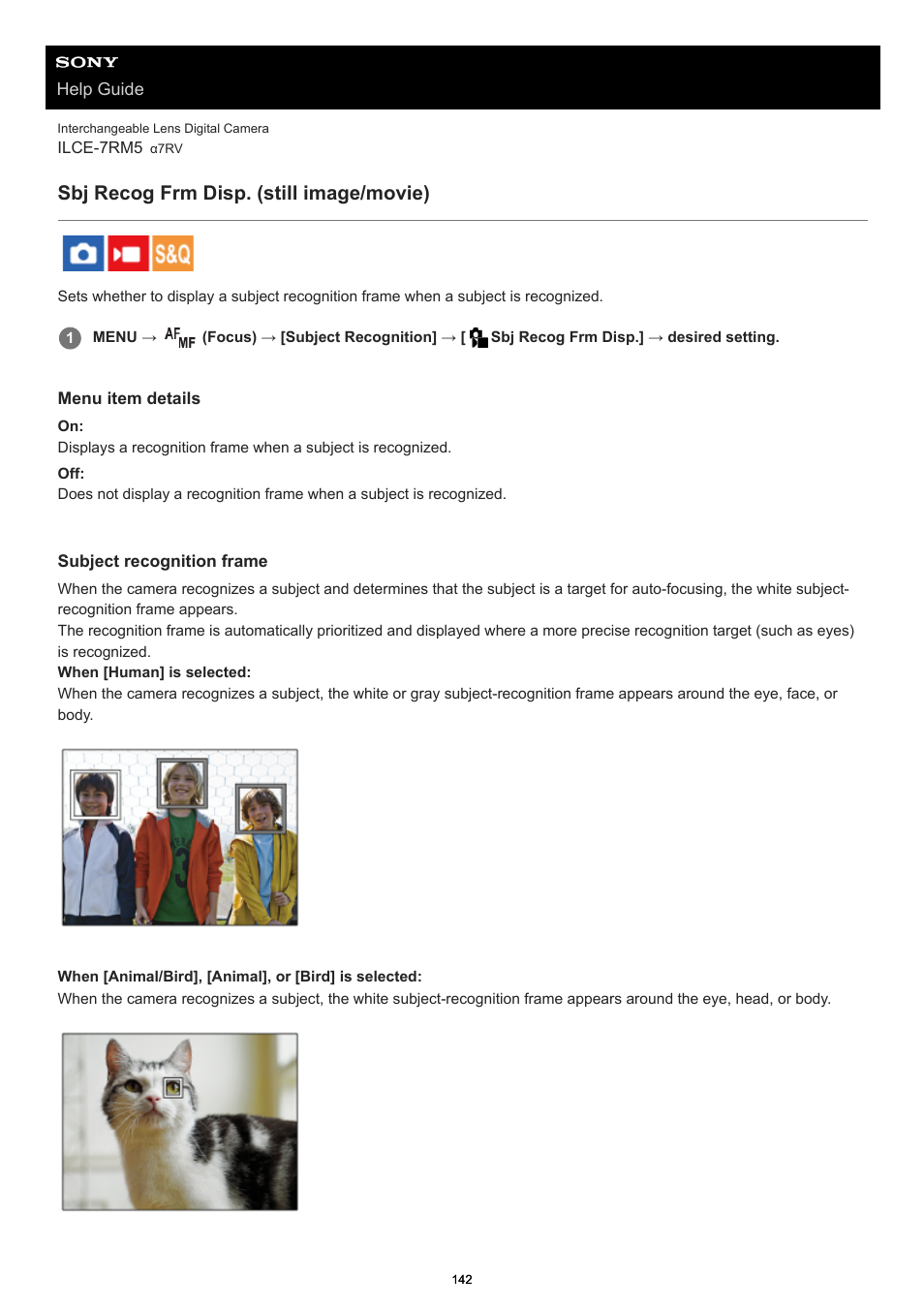 Sbj recog frm disp. (still image/movie), Sbj recog frm disp | Sony PCM-A10 High-Resolution Audio Recorder User Manual | Page 142 / 535