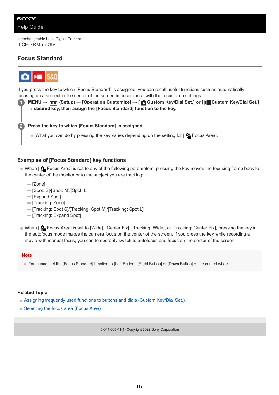 Focus standard | Sony PCM-A10 High-Resolution Audio Recorder User Manual | Page 148 / 535