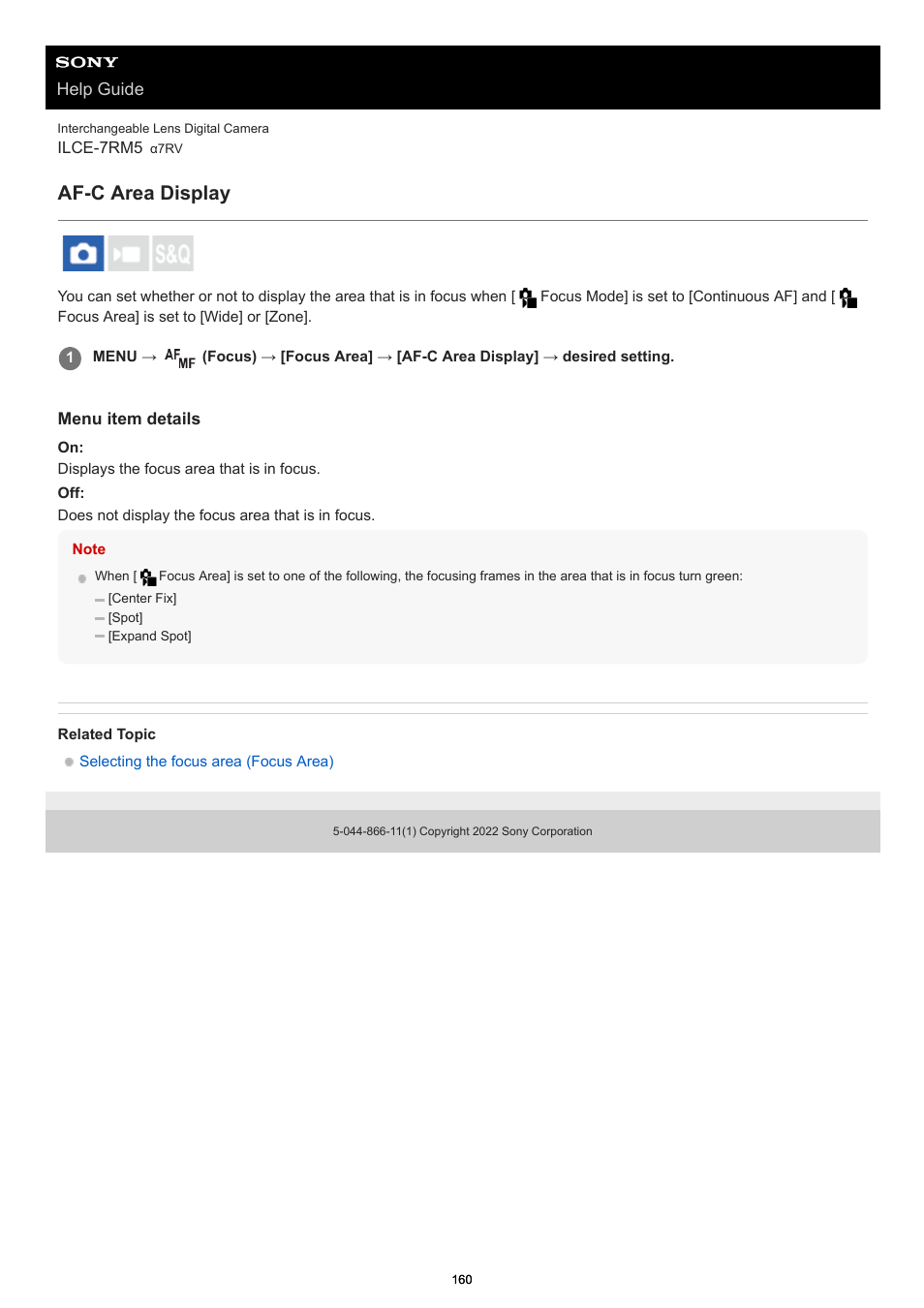 Af-c area display | Sony PCM-A10 High-Resolution Audio Recorder User Manual | Page 160 / 535