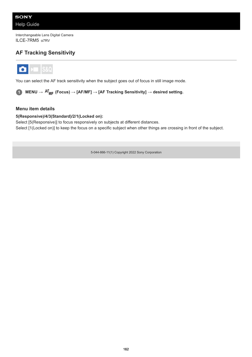 Af tracking sensitivity | Sony PCM-A10 High-Resolution Audio Recorder User Manual | Page 162 / 535