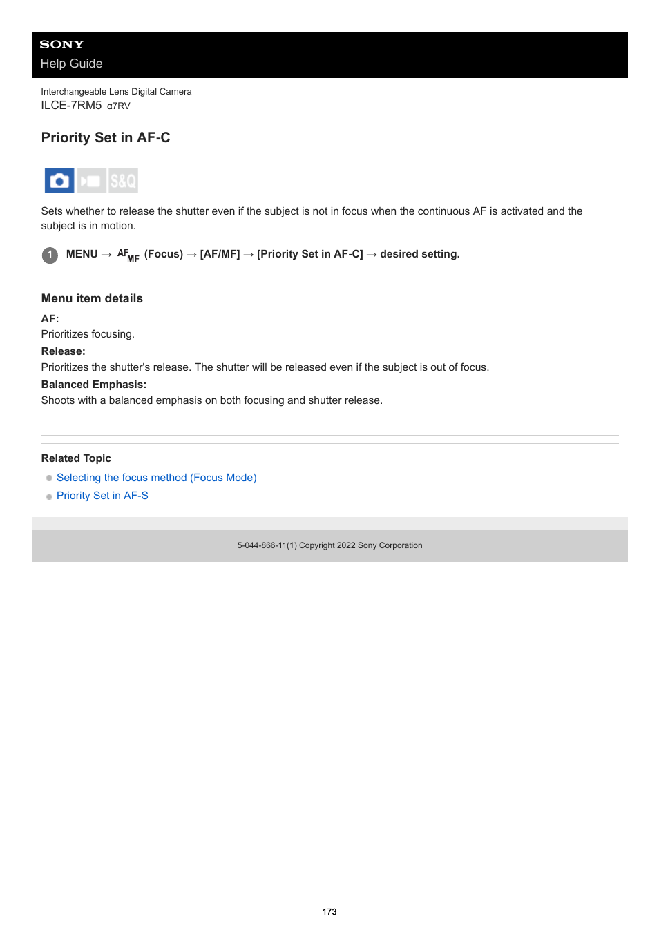 Priority set in af-c | Sony PCM-A10 High-Resolution Audio Recorder User Manual | Page 173 / 535