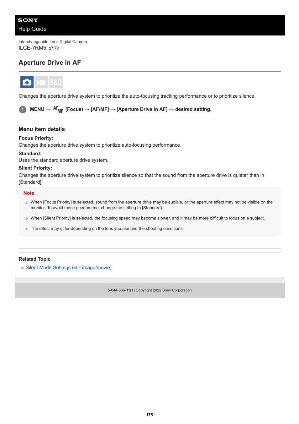 Aperture drive in af | Sony PCM-A10 High-Resolution Audio Recorder User Manual | Page 175 / 535